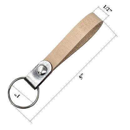 10 Pack Blank Vegetable Tanned Leather Keychains – 16 Metallic Leather Loop Colors