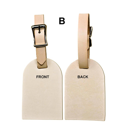 Vegetable Tanned Leather Luggage Tag – Double Sided Engravable, 1/2" Strap with Buckle