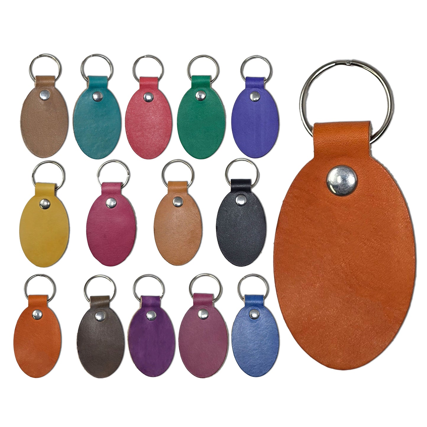 Hand Dyed Key Fobs in 14 Colors for Stamping, Engraving & Personalization-10 Pack