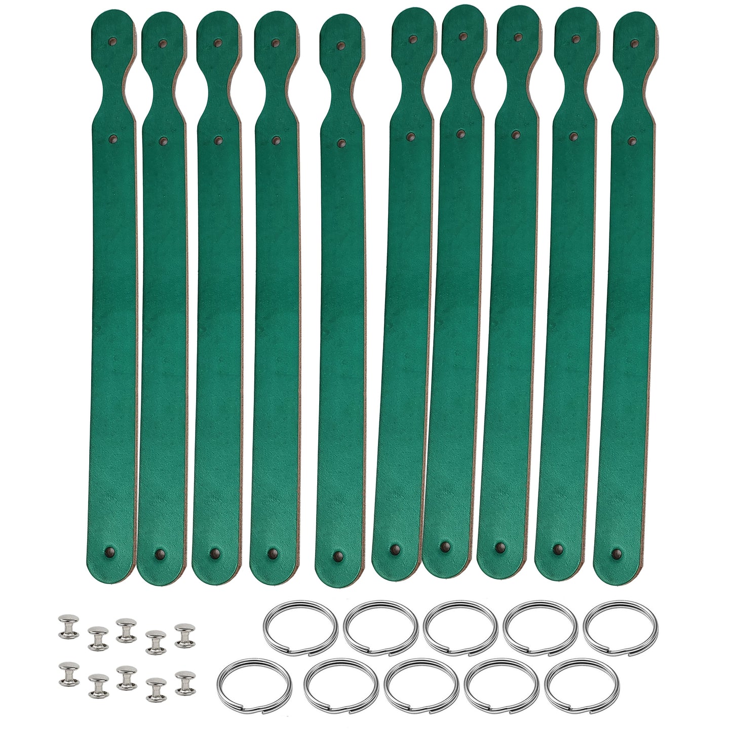 Green colored vegetable tanned leather keychains stamping , tooling and engraving ready. Premium quality and ready to customize.