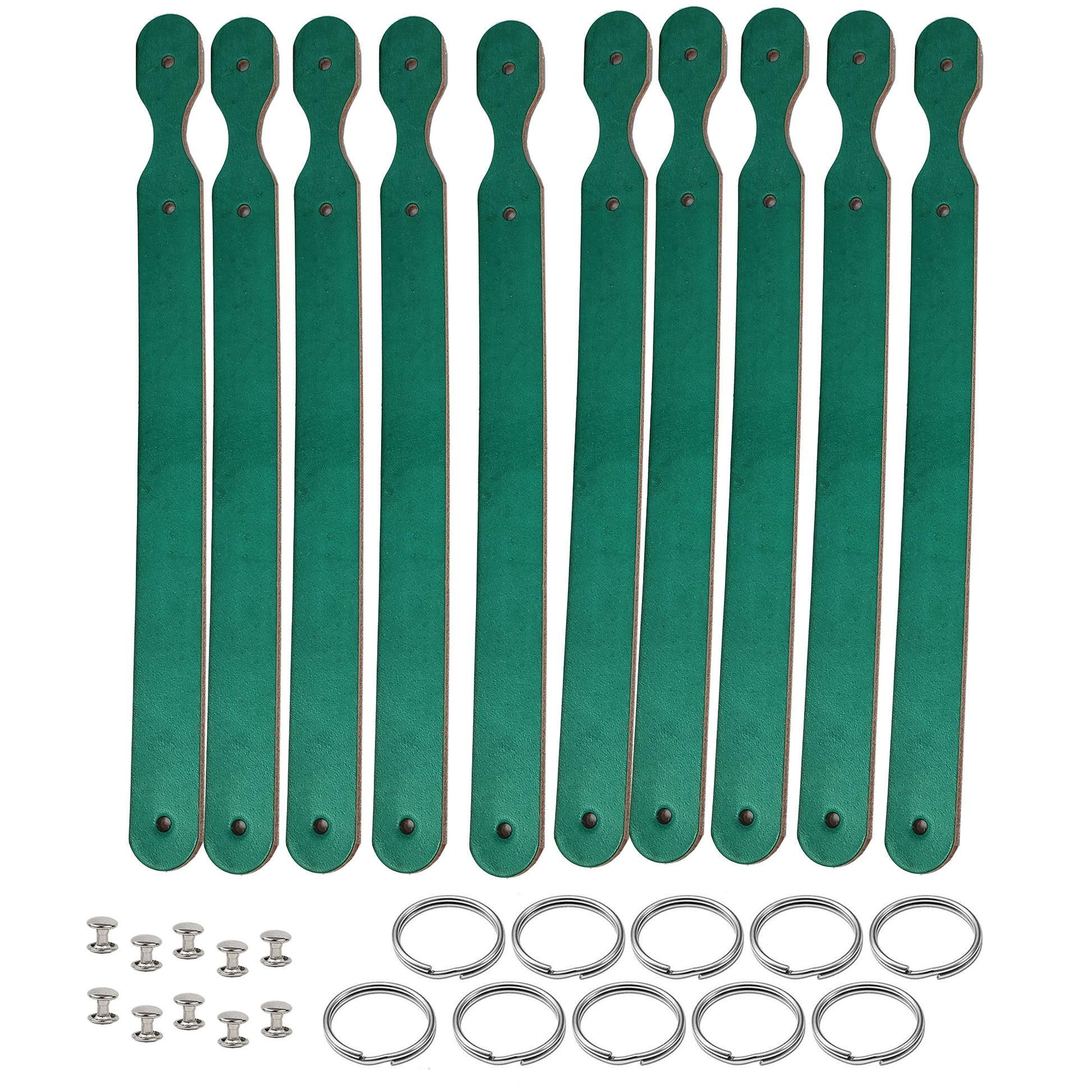 Green colored vegetable tanned leather keychains stamping , tooling and engraving ready. Premium quality and ready to customize.