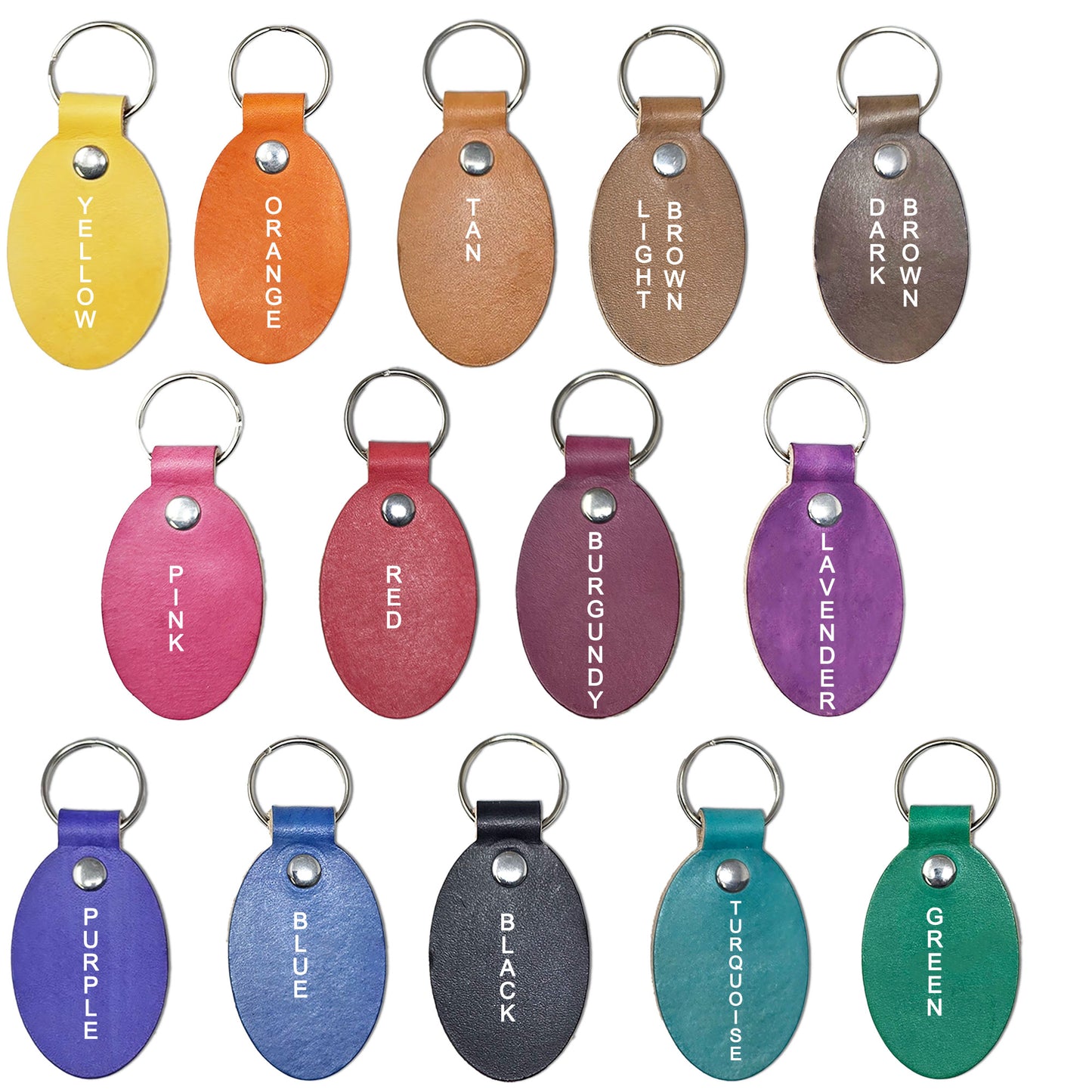 Hand Dyed Key Fobs in 14 Colors for Stamping, Engraving & Personalization-10 Pack