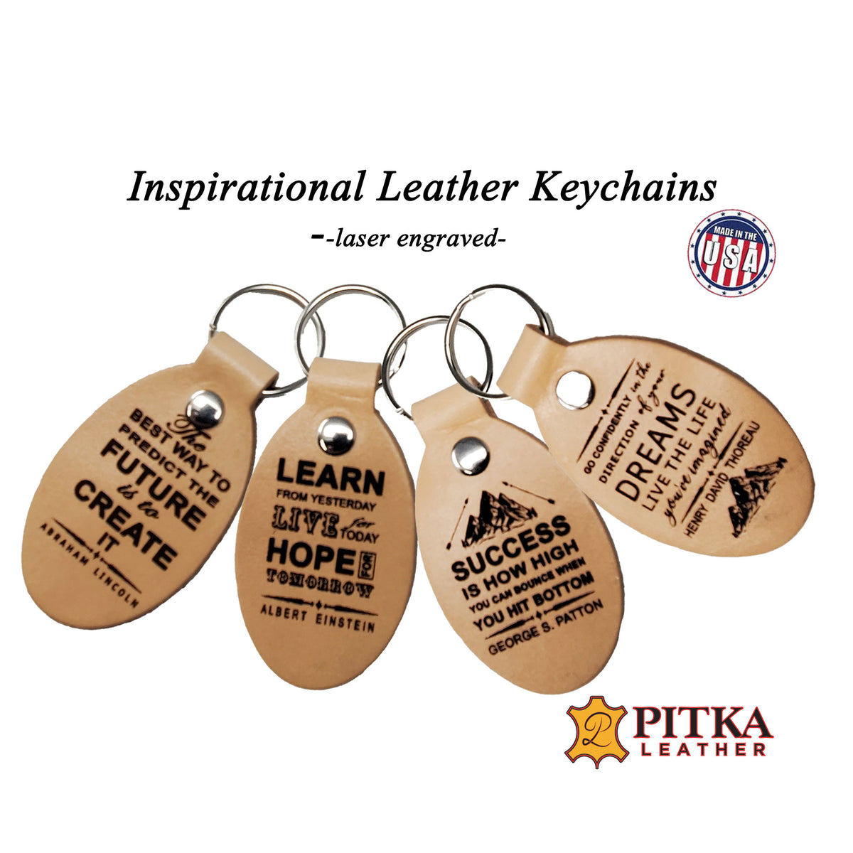 Key Chain Inspiration Inspirational Motivational Keychains - Famous People Quotes – Pitka Leather