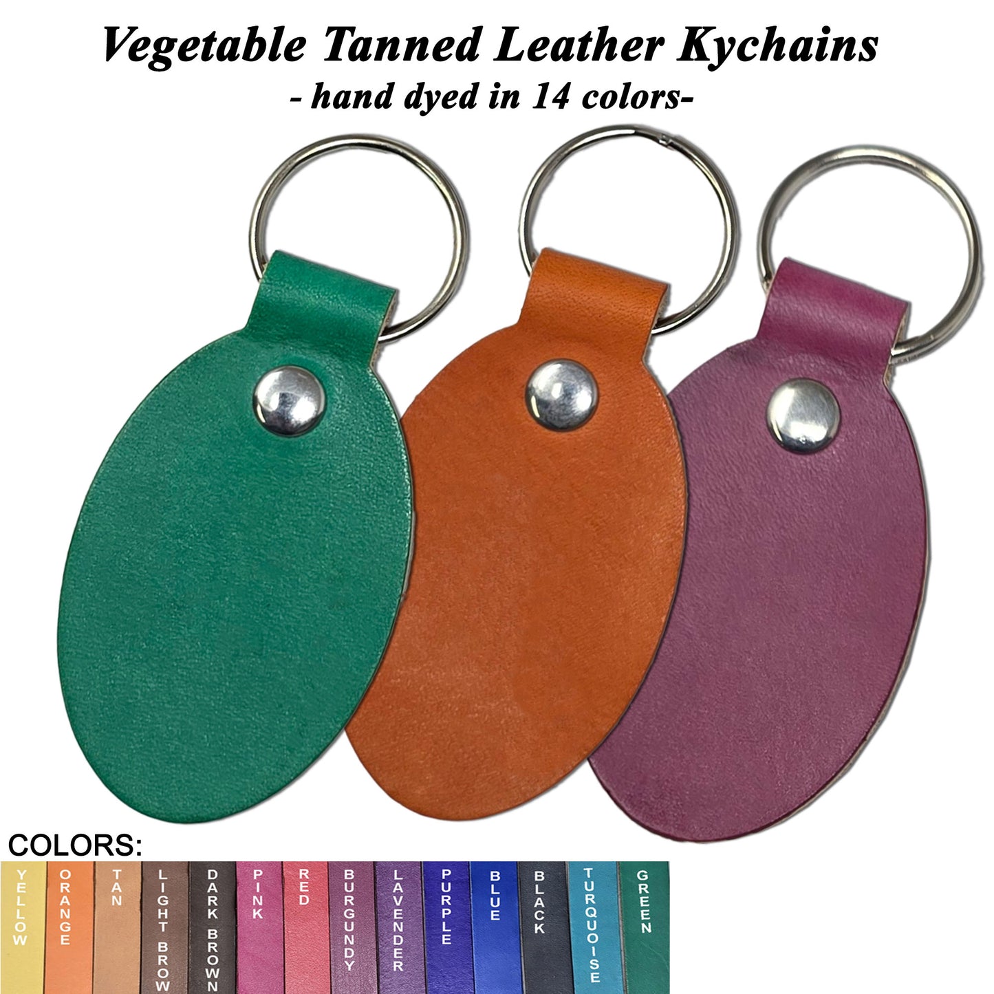 Hand Dyed Key Fobs in 14 Colors for Stamping, Engraving & Personalization-10 Pack