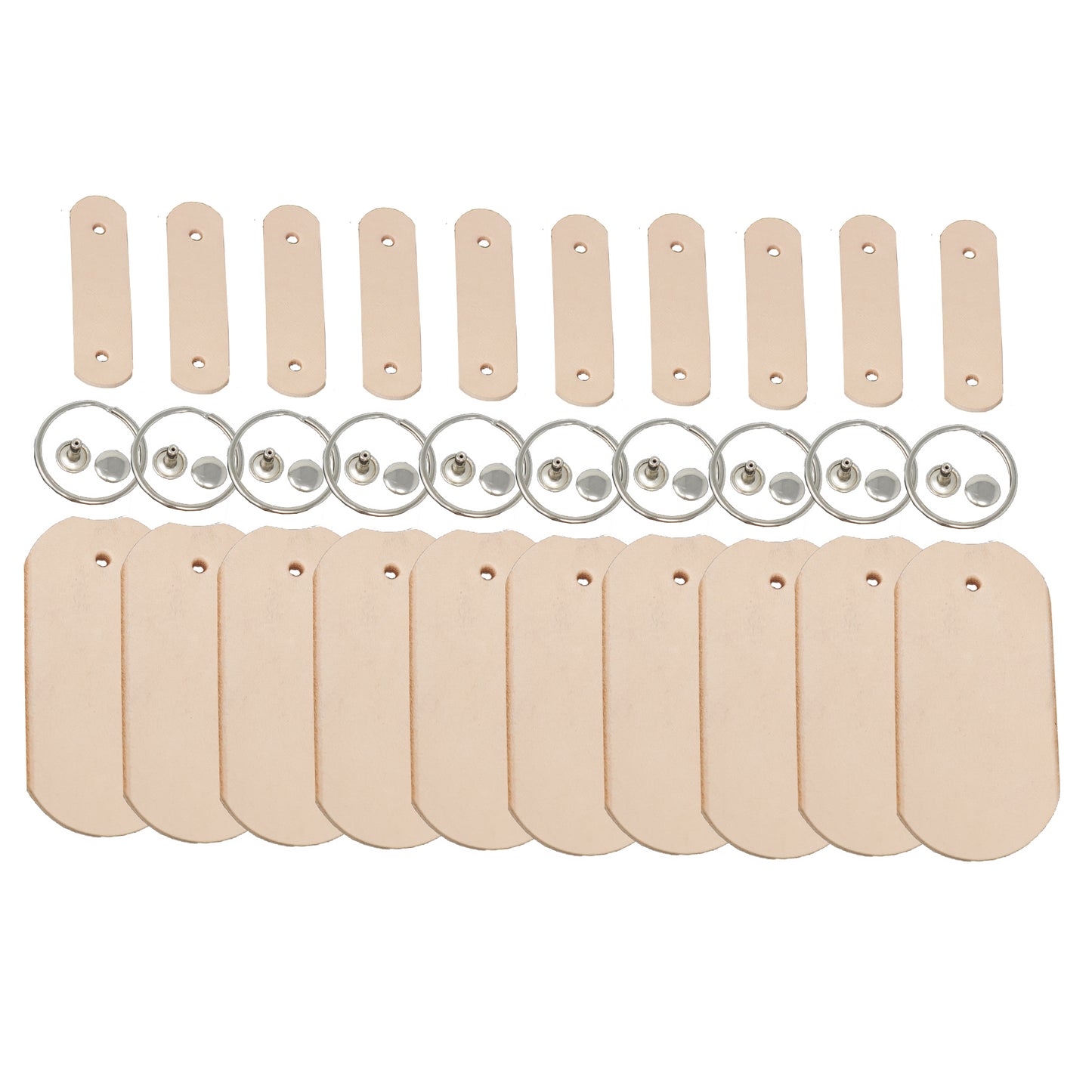 Vegetable Tanned Leather Keychain DIY Kit – 10 Pack Oval Blanks with Hardware