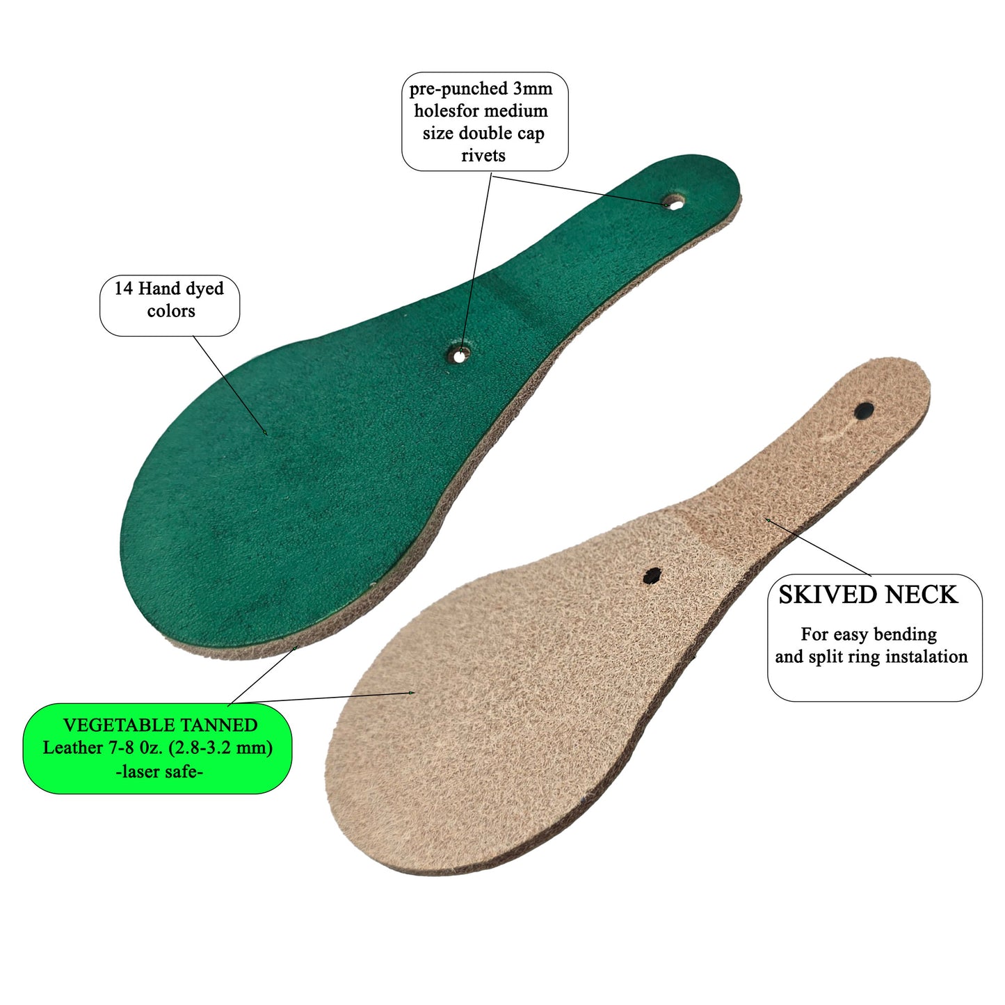 Vegetable Tanned Leather Keychain DIY Kit –Hand Dyed in 14 Colors
