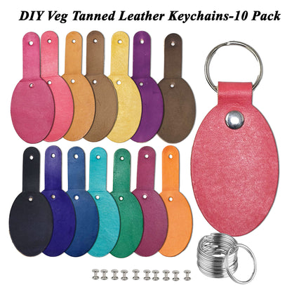 Leather Key Fobs DIY Kit – Hand Dyed Keychains with Hardware Included (14 Colors)