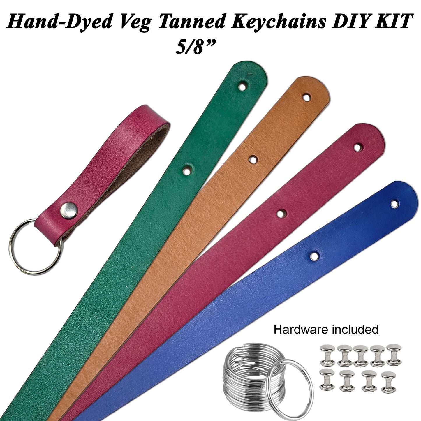 10 Pack Veg Tanned Leather Keychain Kit 5/8" – Hardware Included