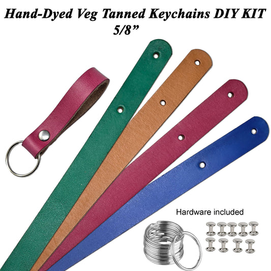 10 Pack Veg Tanned Leather Keychain Kit 5/8" – Hardware Included