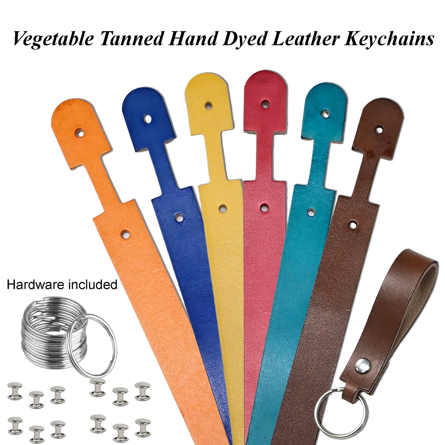 10 Pack DIY Leather Keychain Kit with Hardware – Vegetable Tanned