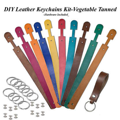 10 Pack DIY Leather Keychain Kit with Hardware – Vegetable Tanned