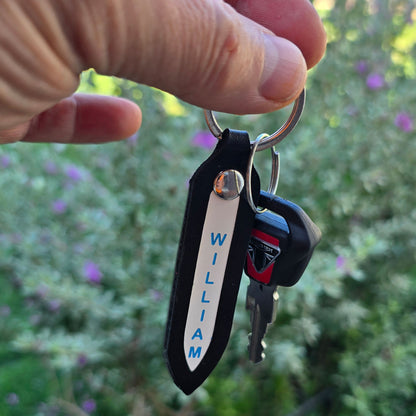 Double sided leather keychain with personalized engraving