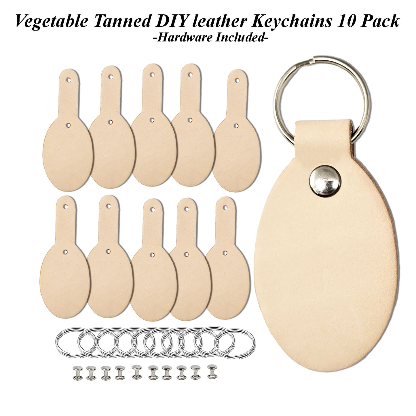 DIY Leather Keychains Kit–Blank Vegetable-Tanned