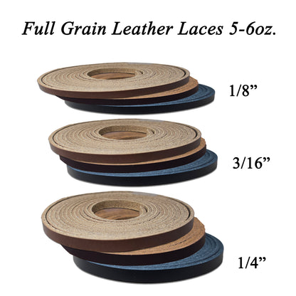 Full Grain Leather Laces & Strings – 5–6 oz Cowhide Leather Ties, Multiple Widths, Lengths & Colors