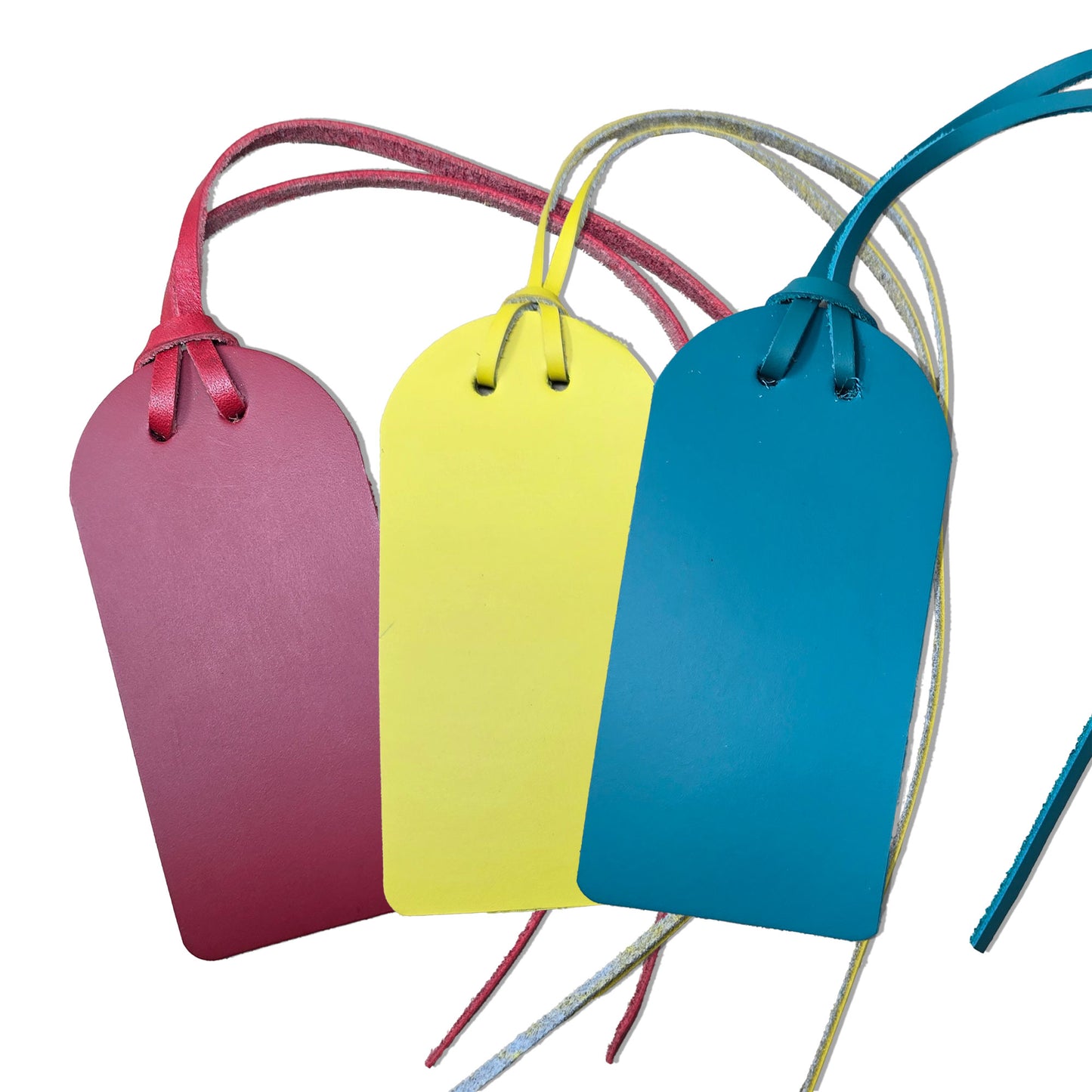 Full Grain Leather Luggage Tags, Engraving Ready, 15 Bright Colors