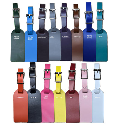 Full Grain Leather Luggage Tags with Buckle – Engraving Ready, 1.5" x 3.5"
