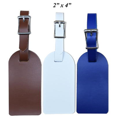 Full Grain Leather Travel Luggage Tags with Buckle Strap