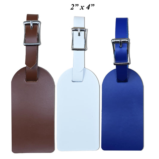 Full Grain Leather Travel Luggage Tags with Buckle Strap