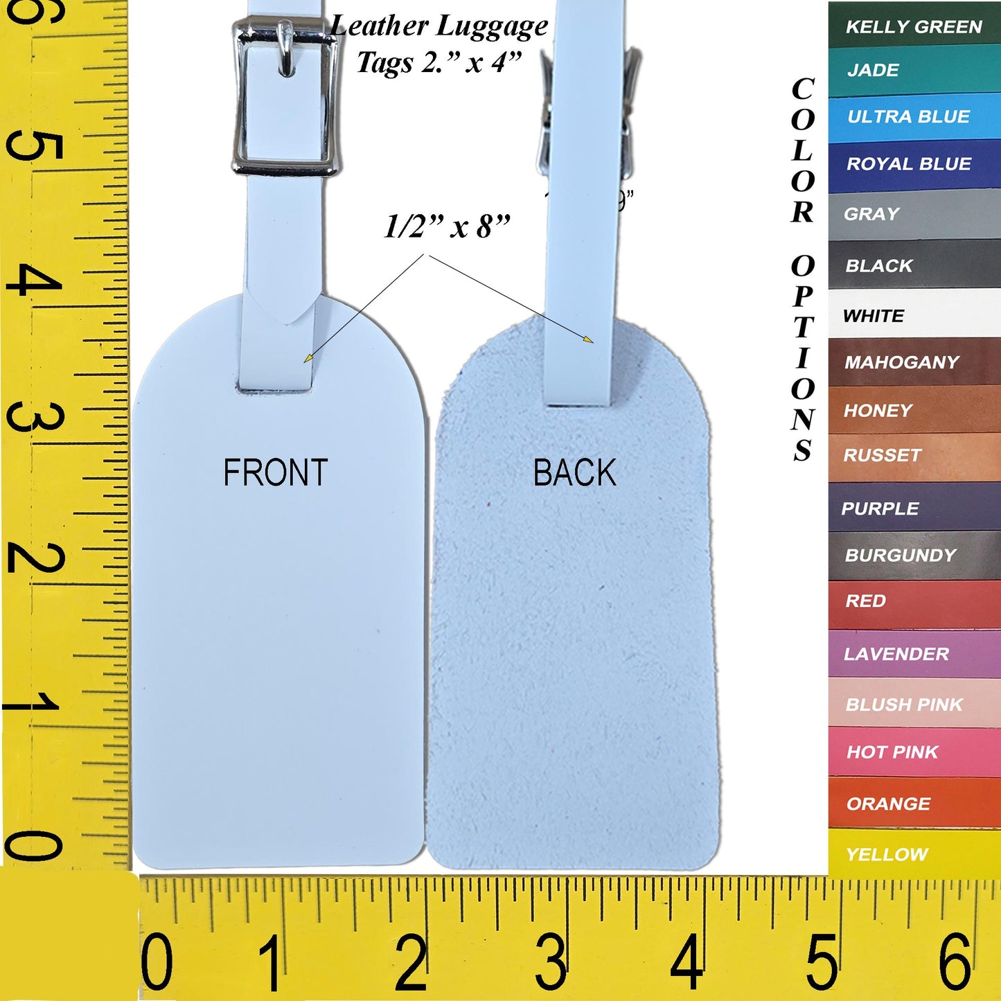 Full Grain Leather Travel Luggage Tags with Buckle Strap