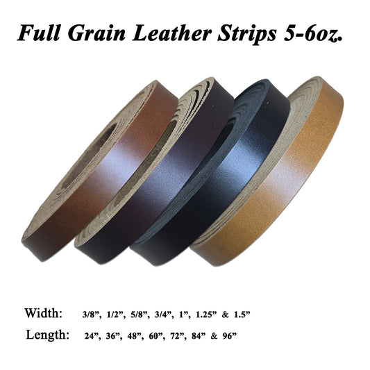 Full Grain Pull-Up Leather Straps – Genuine Cowhide, 5–6 oz for DIY & Leatherworking