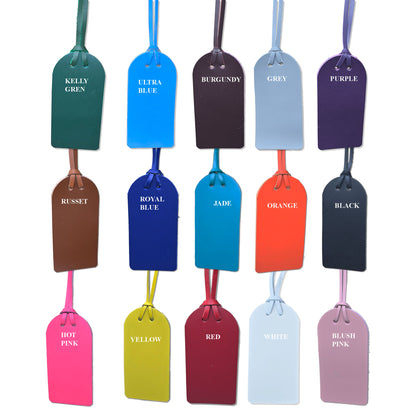 Full Grain Leather Luggage Tags, Engraving Ready, 15 Bright Colors-4 pack