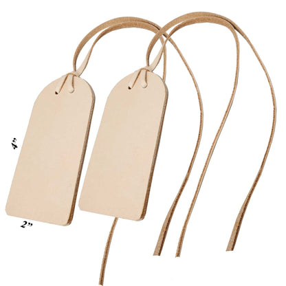 Large leather luggage tags 2" x 4" with long attachment strings