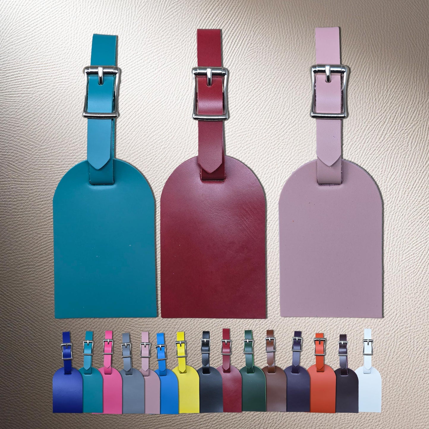 Engraving Ready Full Grain Leather Luggage Tags – 2.25" x 3.5", 15 Colors