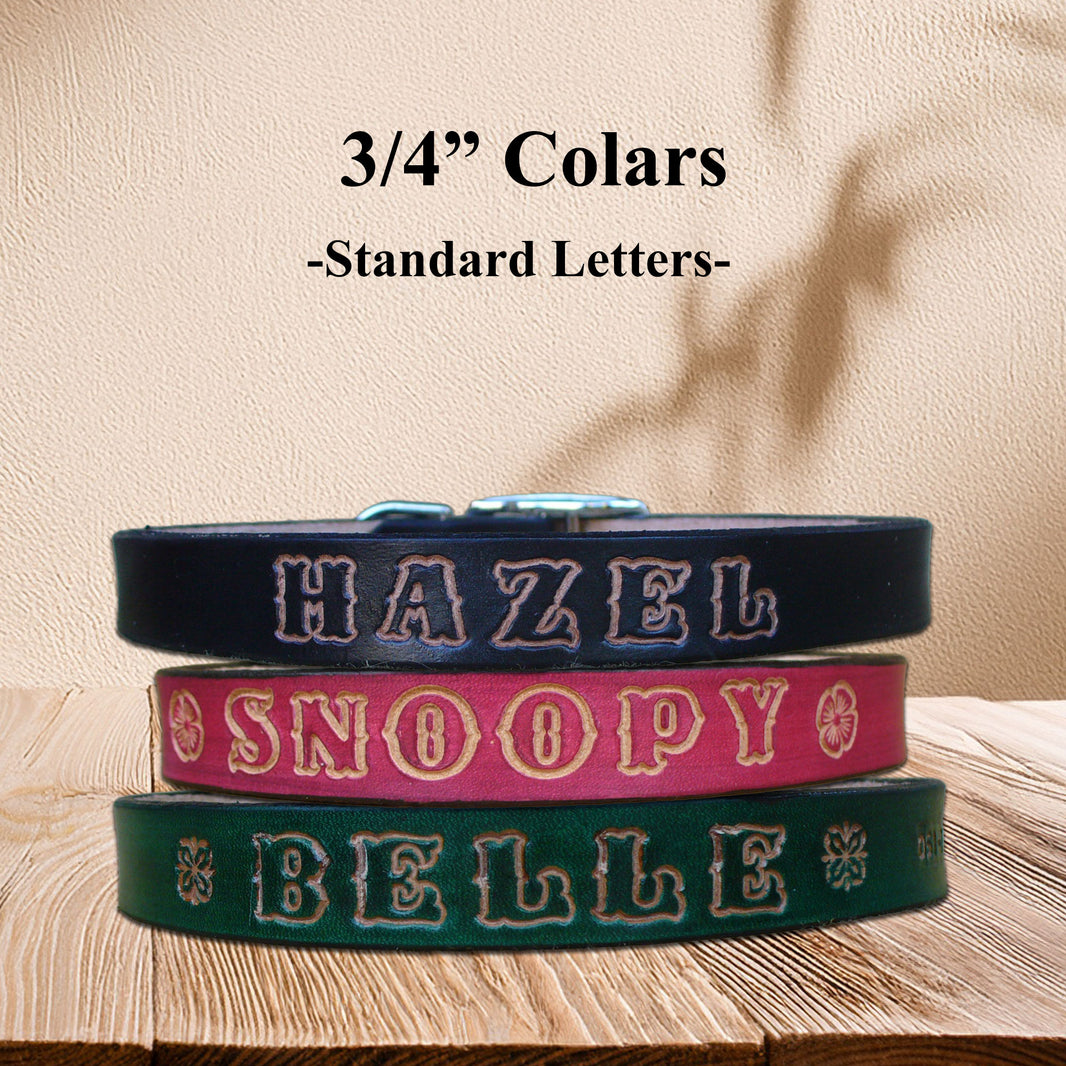 Custom Name Leather Dog Collars – Handmade for Puppies to XL Dogs ...
