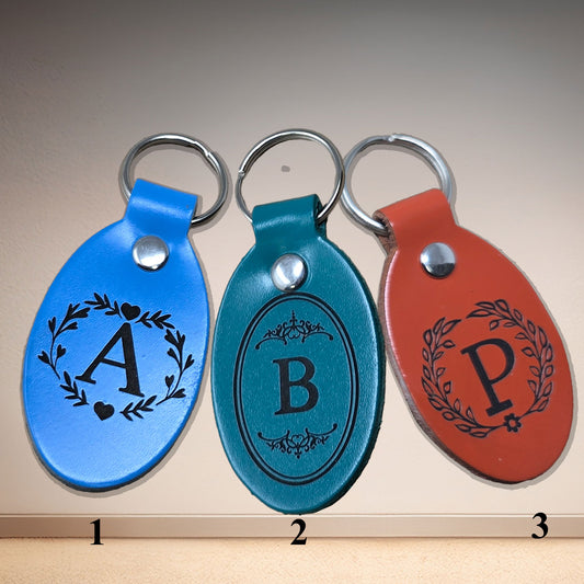  Customized leather key fobs with laser engraved monogram for special occasion