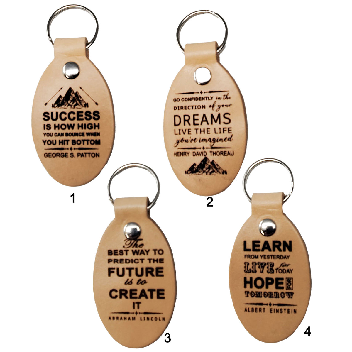 Famous Keychains Inspirational Motivational Keychains - Famous People Quotes – Pitka Leather