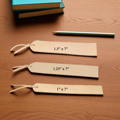 5 Pack Leather Bookmarks - Natural Vegetable Tanned Leather – Blank Bookmark for Stamping, Tooling, Painting, Engraving