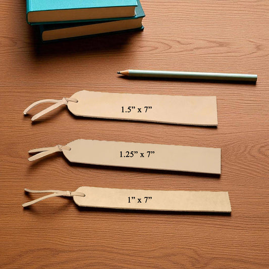 5 Pack Leather Bookmarks - Natural Vegetable Tanned Leather – Blank Bookmark for Stamping, Tooling, Painting, Engraving