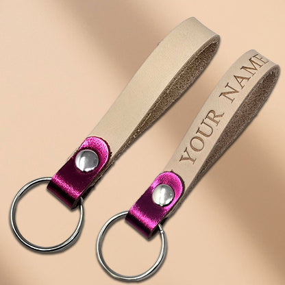 10 Pack Blank Vegetable Tanned Leather Keychains – 16 Metallic Leather Loop Colors