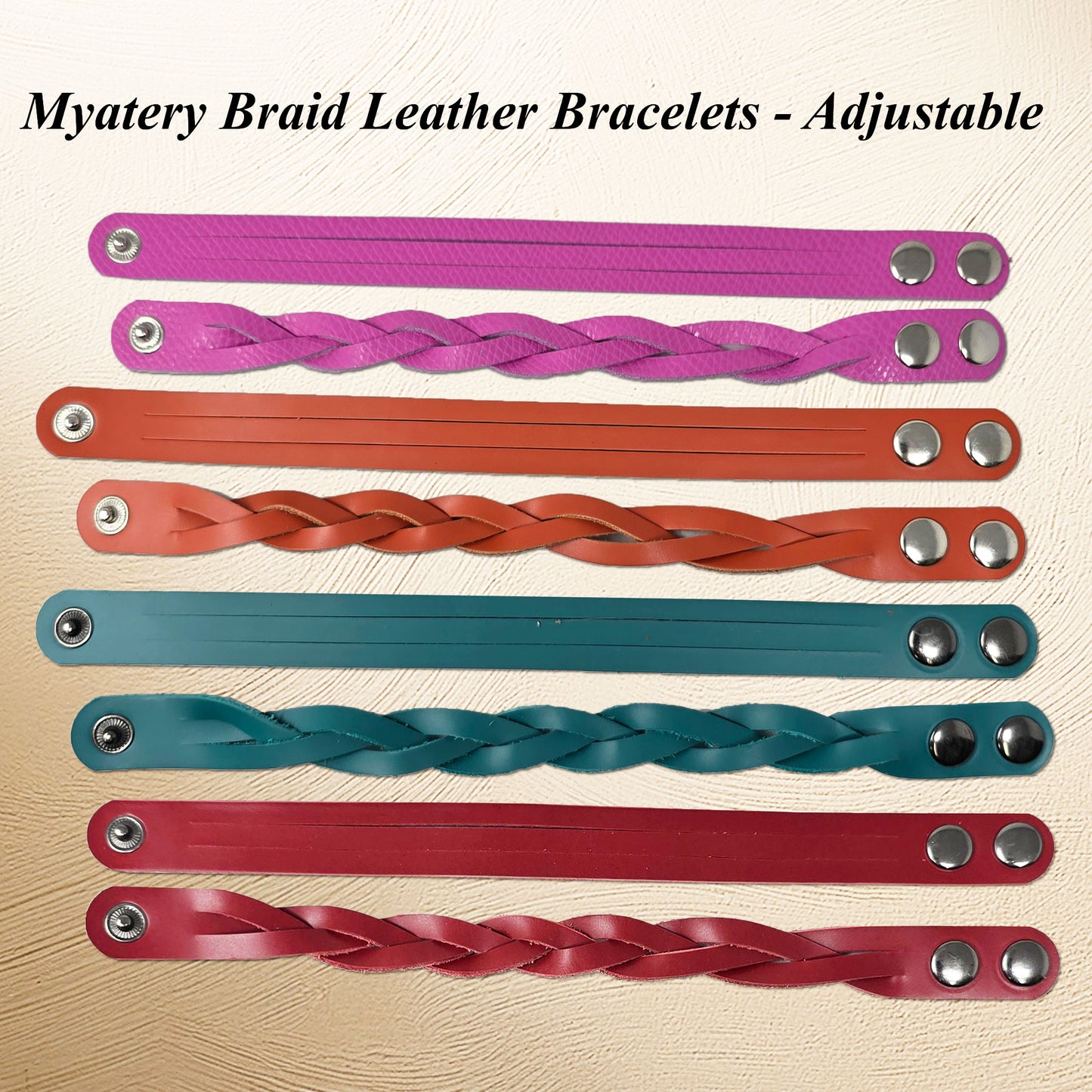 DIY Leather Bracelet Kit – 8 Pack Adjustable Mystery Braid Leather Wristband