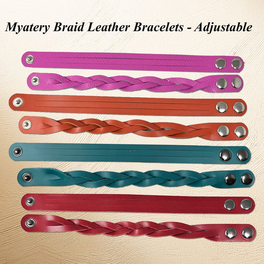 DIY Leather Bracelet Kit – 8 Pack Adjustable Mystery Braid Leather Wristband