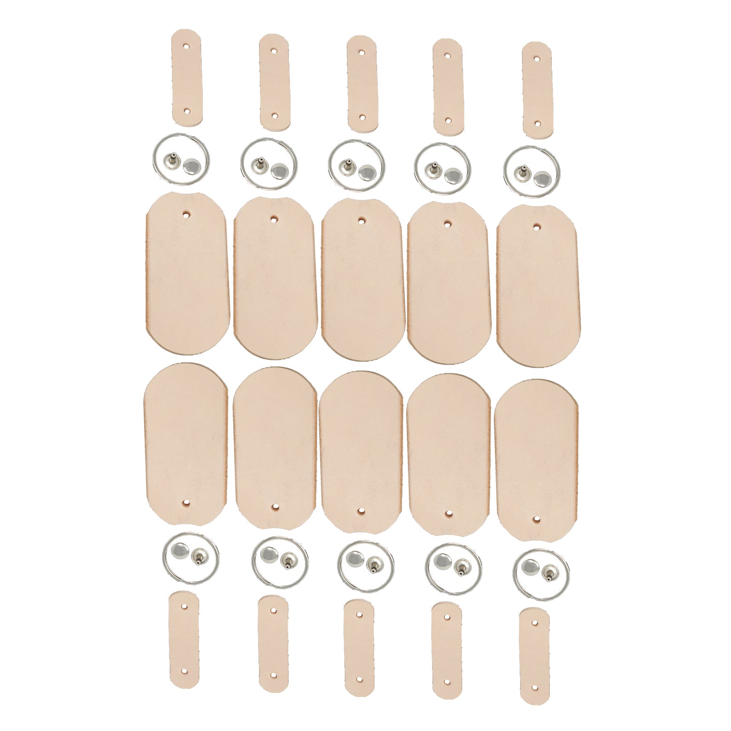 Vegetable Tanned Leather Keychain DIY Kit – 10 Pack Oval Blanks with Hardware
