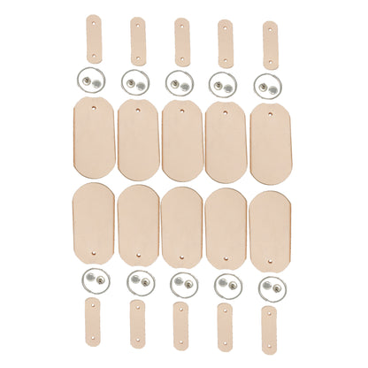 Vegetable Tanned Leather Keychain DIY Kit – 10 Pack Oval Blanks with Hardware