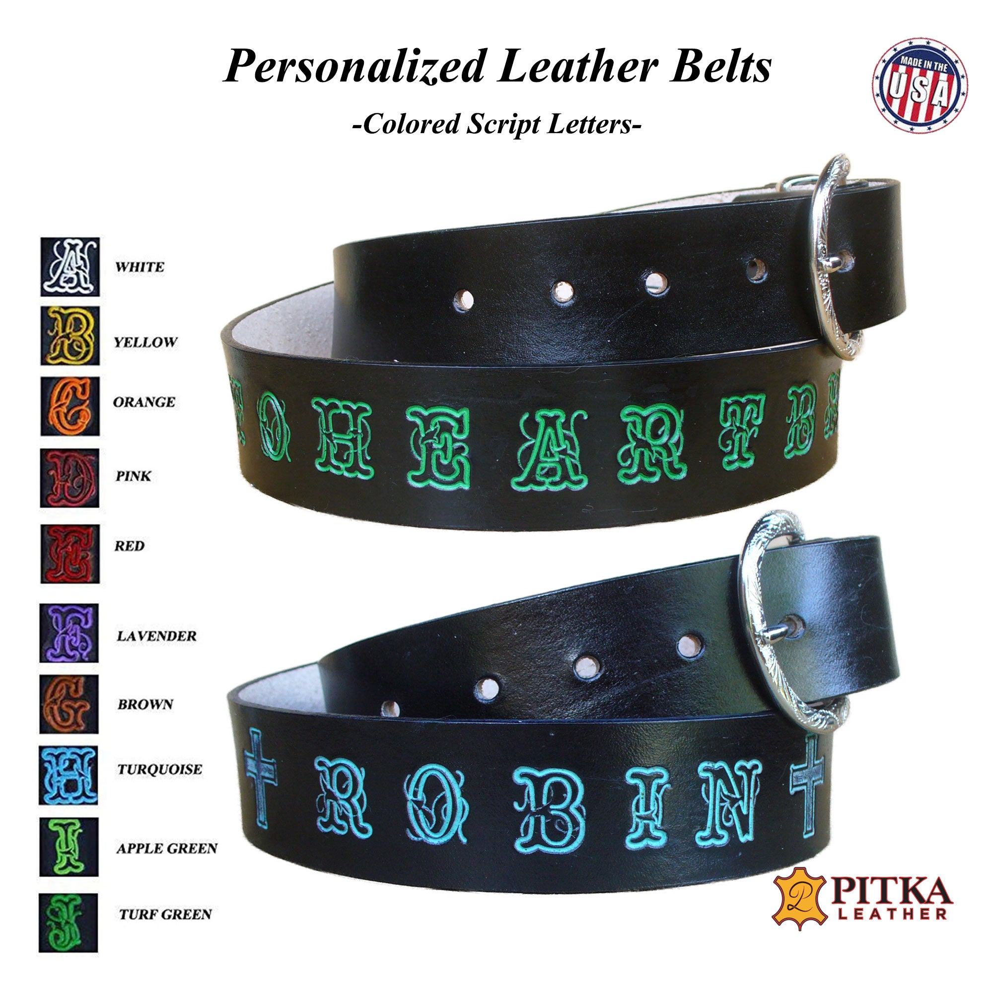 Customizable Belts Personalized Leather Belts-Custom Name Belts-Made in USA – Pitka Leather