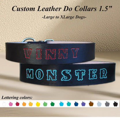 Custom Name Heavy-Duty Dog Collar – Hand Stamped Leather for XL Dogs