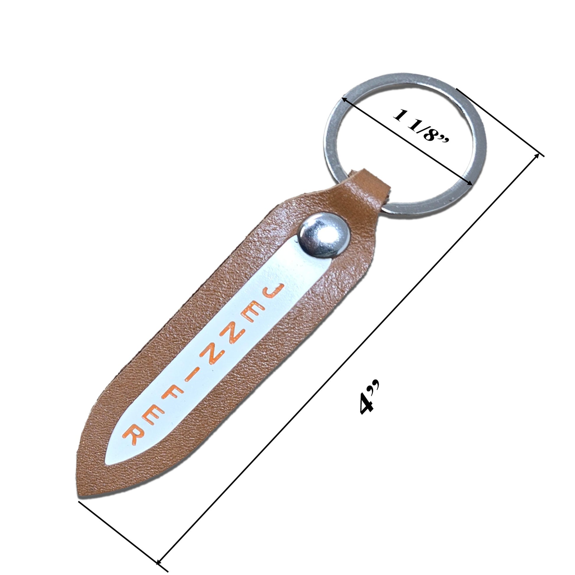 Double sided leather keychain with personalized engraving overall size