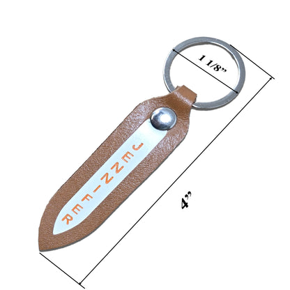 Double sided leather keychain with personalized engraving overall size