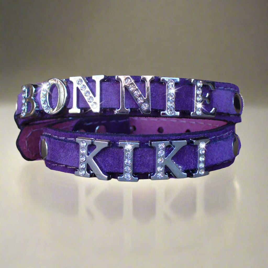 Soft leather puppy collar designed for comfort and safety, ideal for small, playful puppies, personalized