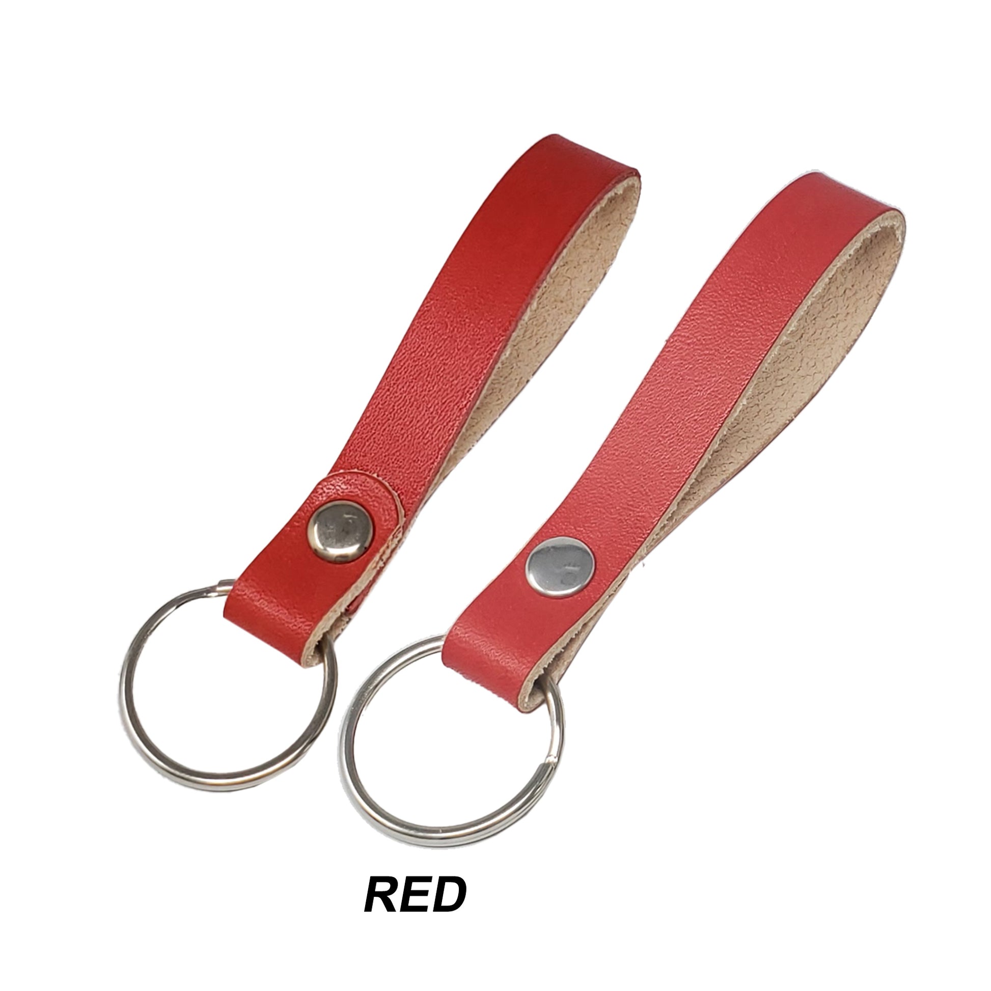 vegetable tanned leather keychain blanks -red color