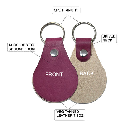 Vegetable Tanned Leather Keychains Pack of 10 | Hand Dyed Keyrings for Engraving, Stamping & Customization
