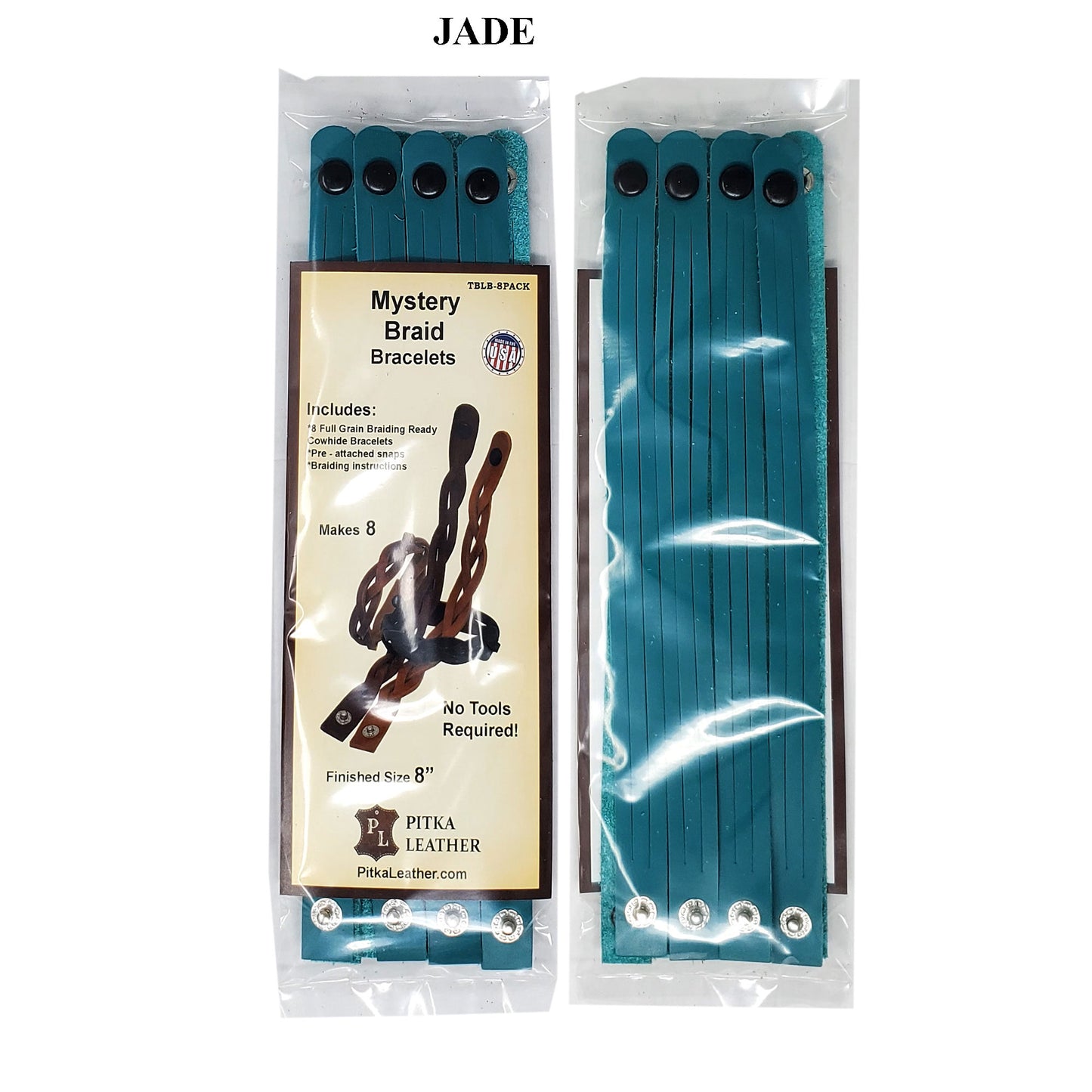 DIY kit for  mystery braid leather bracelets, including all materials and instructions-jade color