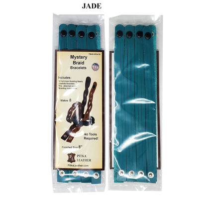 DIY kit for  mystery braid leather bracelets, including all materials and instructions-jade color