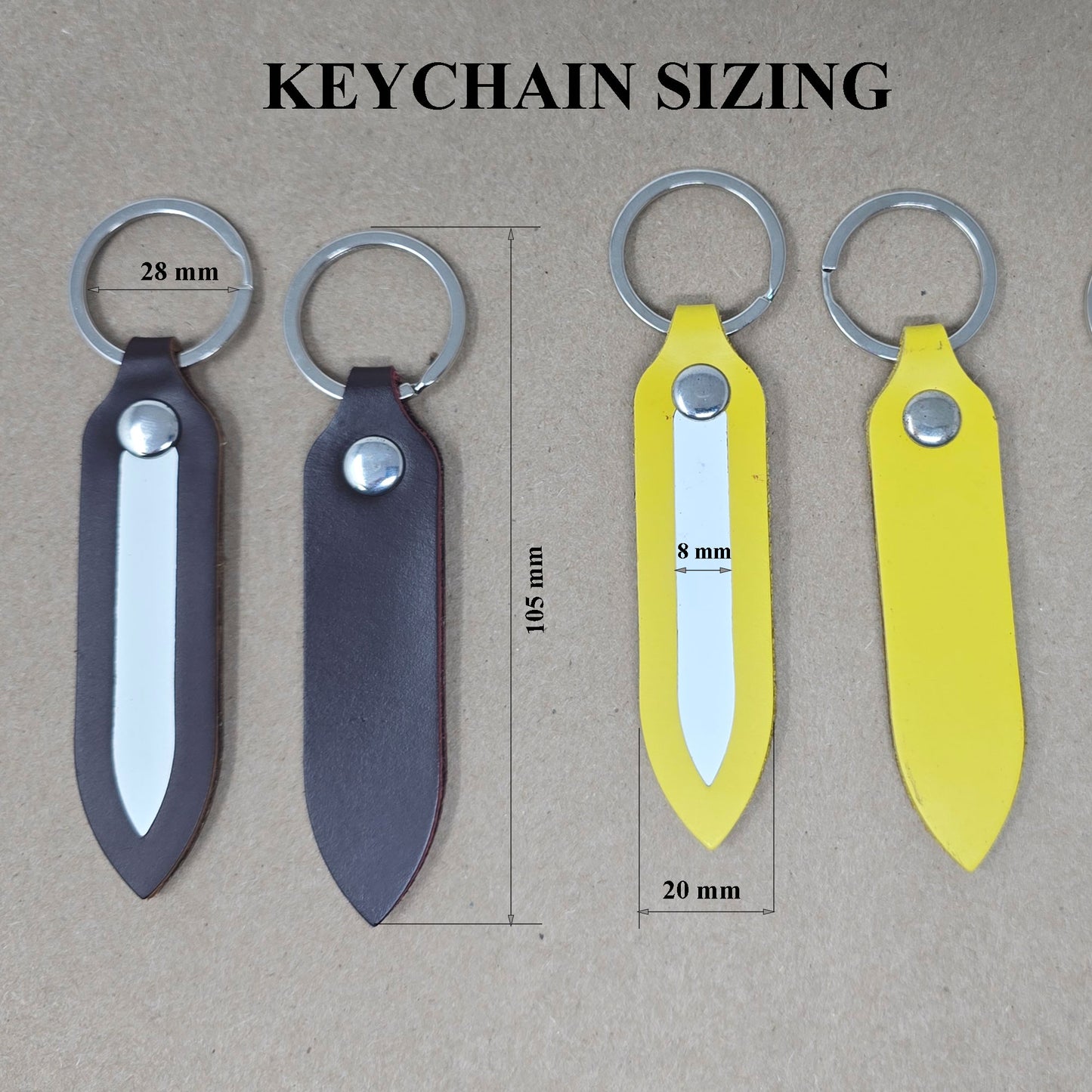10 Pack Double Sided Leather Keychains with Engraving Ready White Insert