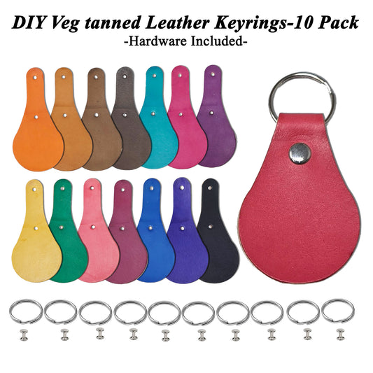 Vegetable Tanned Leather Keychain DIY Kit –Hand Dyed in 14 Colors