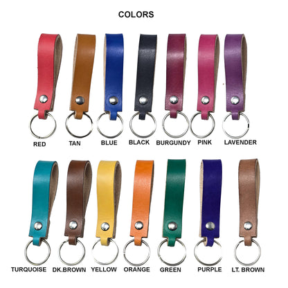 10 Pack Vegetable Tanned Leather Keychains – Hand Dyed, 14 Colors, USA Made