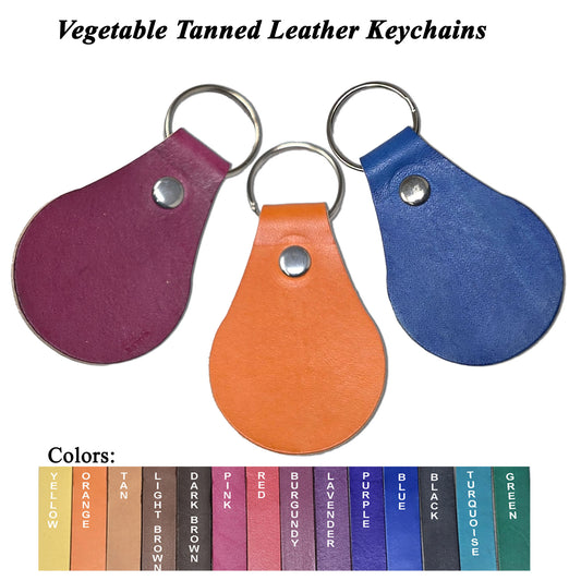 Vegetable Tanned Leather Keychains Pack of 10 | Hand Dyed Keyrings for Engraving, Stamping & Customization